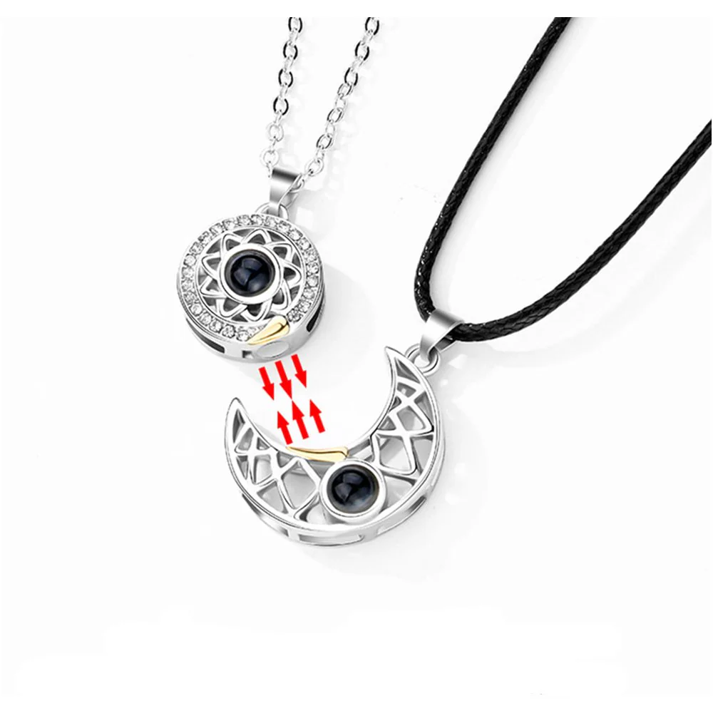 100 Languages I Love You Necklace Projection Pendant Sun And Moon Couple Gift - Image 10