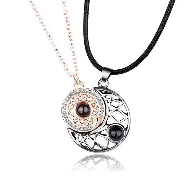 100 Languages I Love You Necklace Projection Pendant Sun And Moon Couple Gift - Image 12