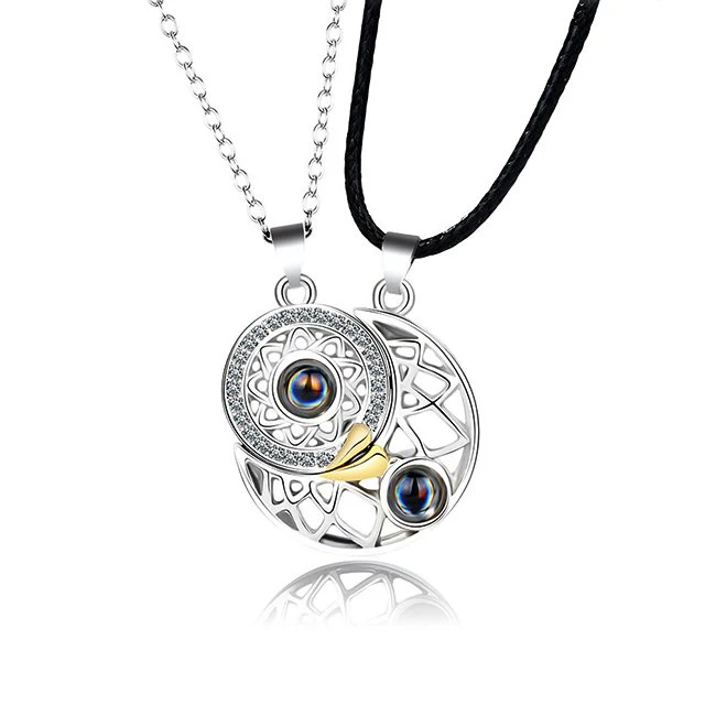 100 Languages I Love You Necklace Projection Pendant Sun And Moon Couple Gift - Image 13