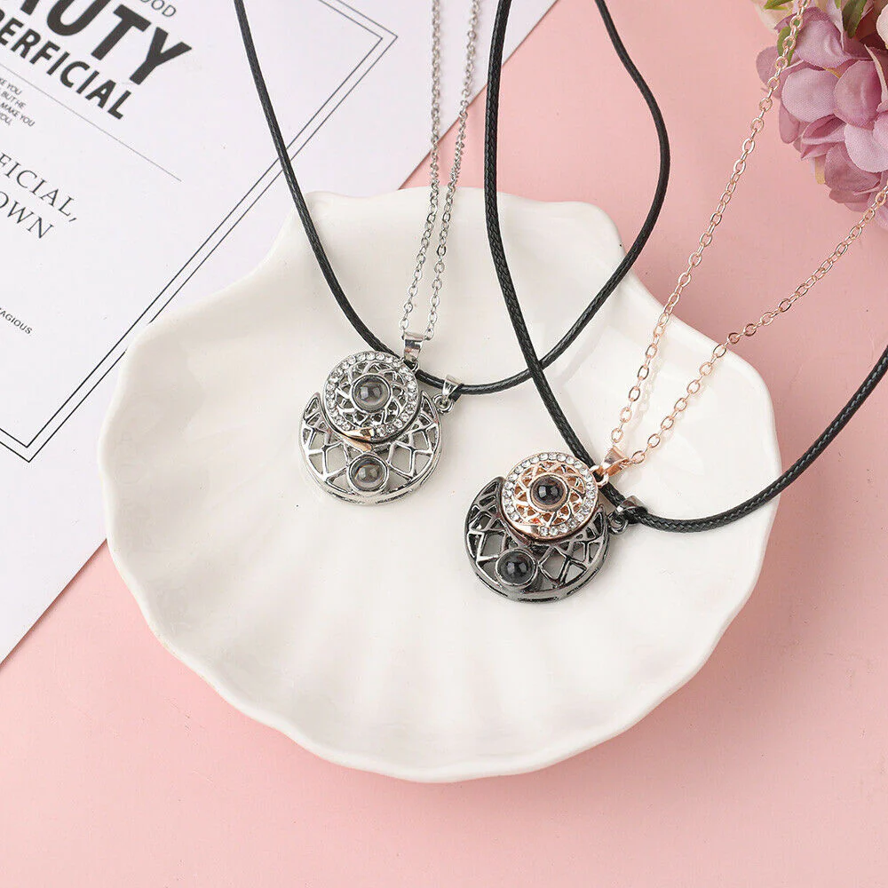 100 Languages I Love You Necklace Projection Pendant Sun And Moon Couple Gift - Image 5