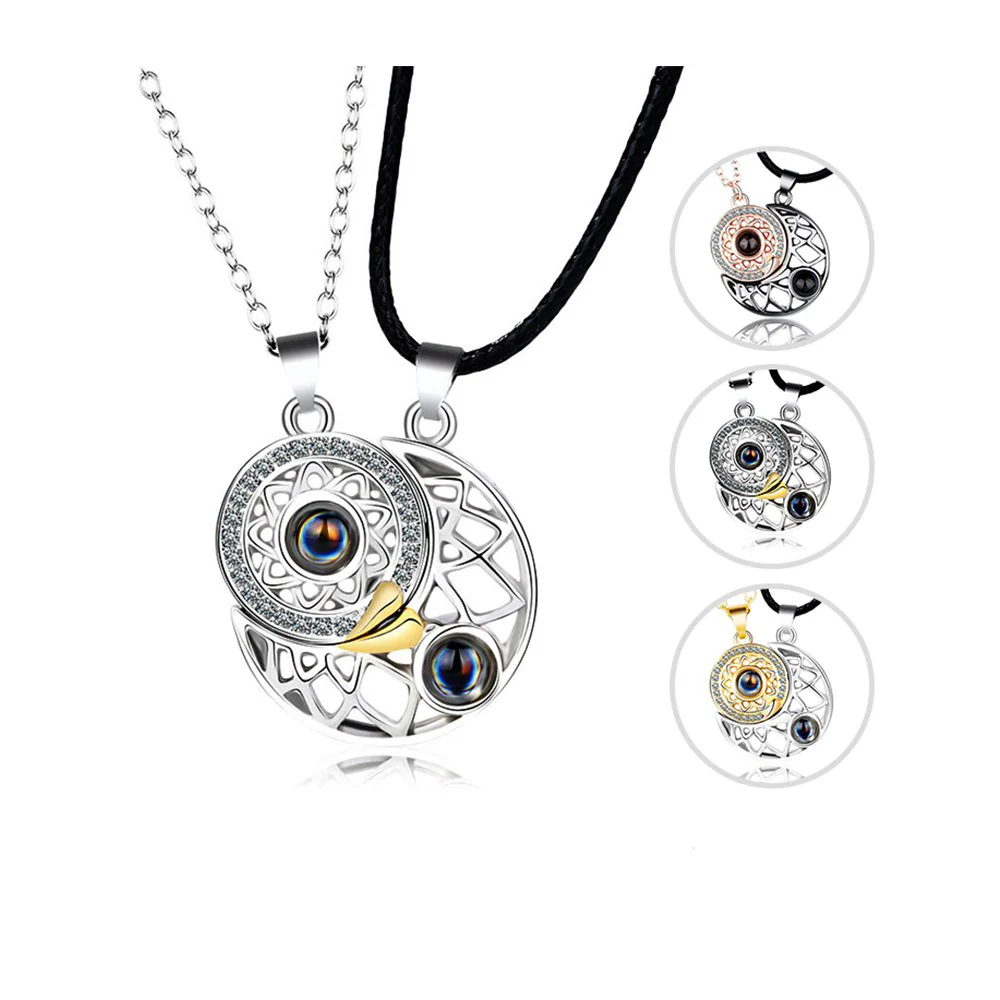 100 Languages I Love You Necklace Projection Pendant Sun And Moon Couple Gift - Image 9