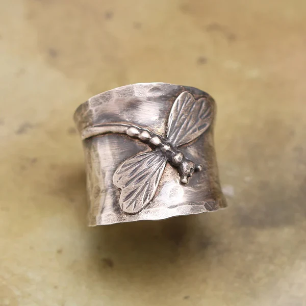 925 Sterling Silver Dragonfly Sapphire Ring - Image 13