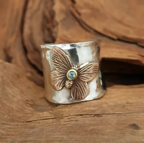 925 Sterling Silver Dragonfly Sapphire Ring - Image 4
