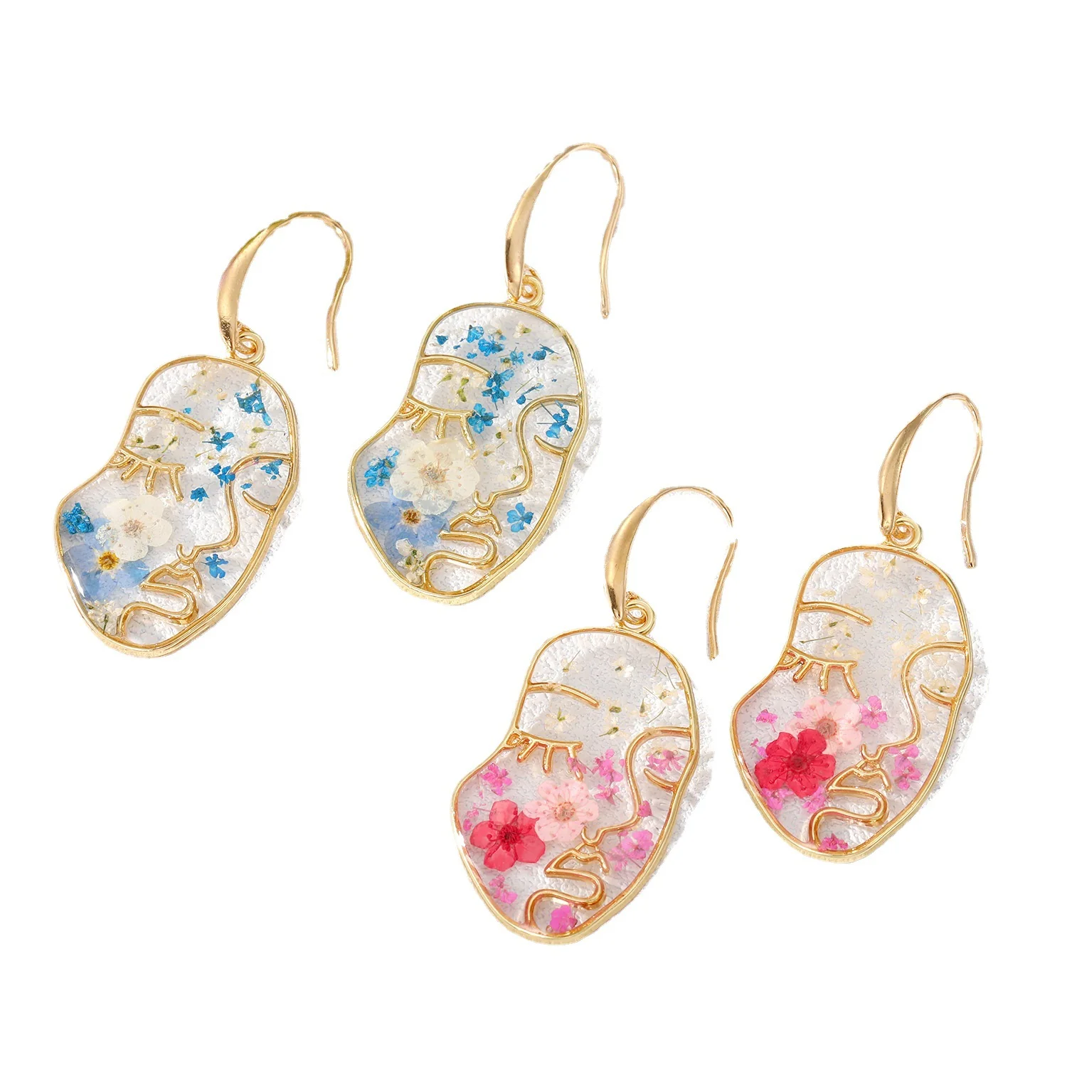 Abstract Face Forget Me Not Flower Earrings - Image 5