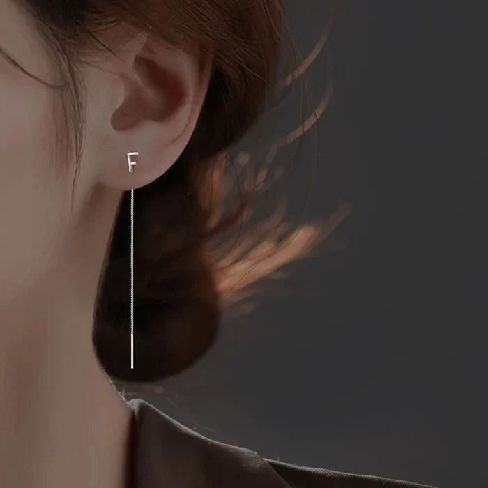 🌸2024 Spring Hot Sale✨Shiny Silver Alphabet Earrings - Image 6