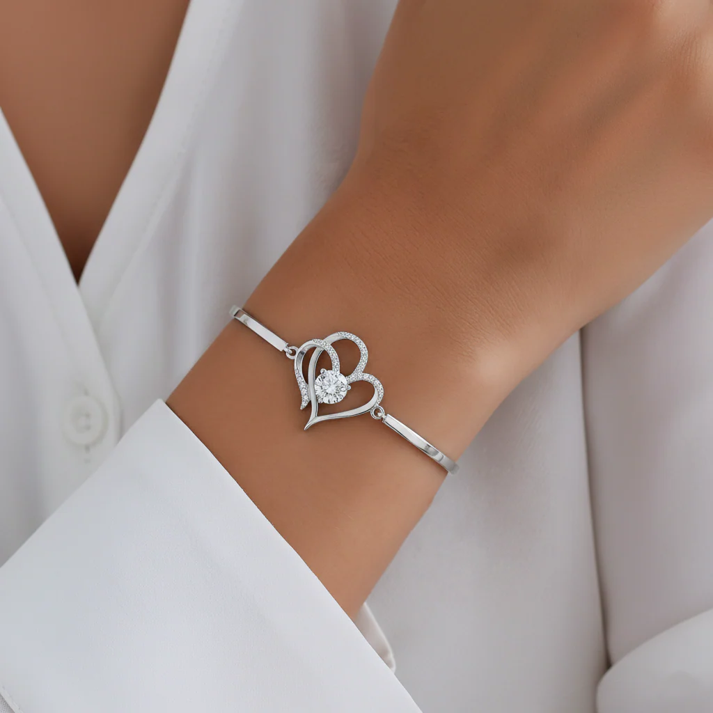 TO MY UNBIOLOGICAL DAUGHTER- I ALWAYS WITH YOU DOUBLE HEART BRACELET - Image 2