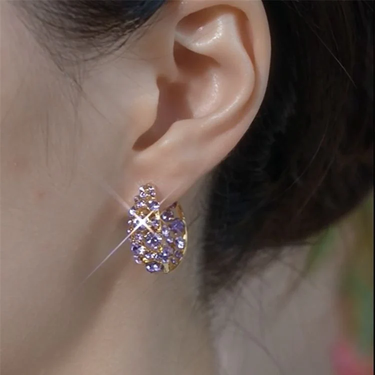 French Amethyst Crystal Hoop Earrings - Image 2