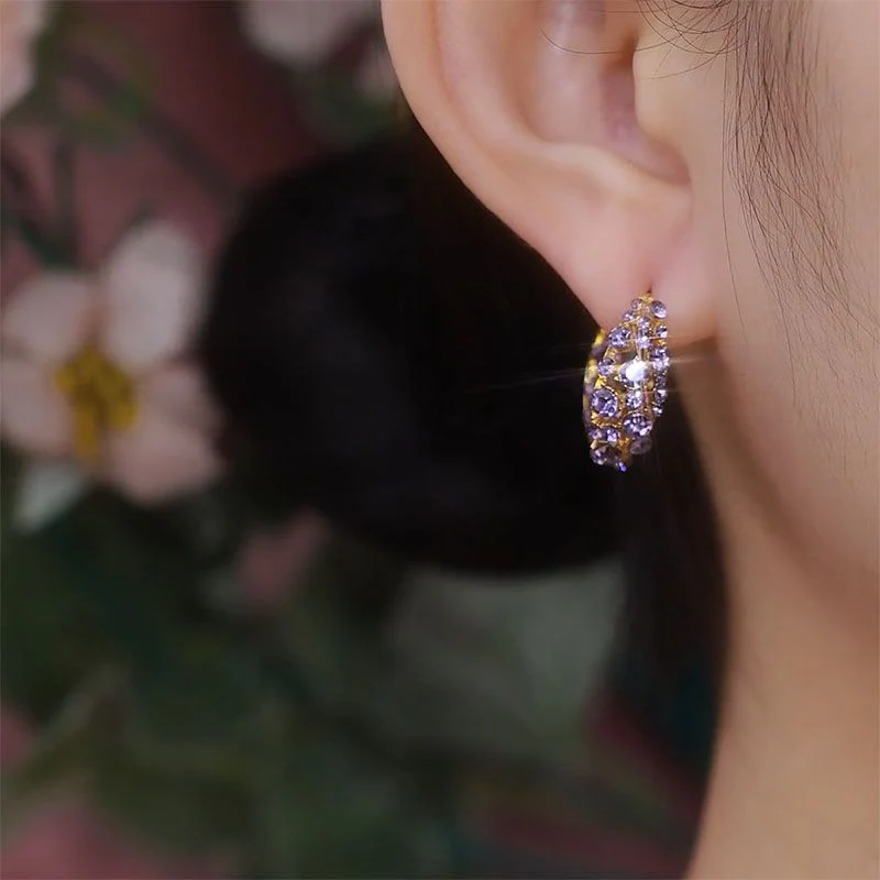 French Amethyst Crystal Hoop Earrings - Image 3