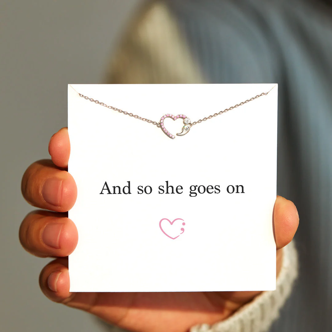 And So She Goes On Heart Semicolon Bracelet - Image 3