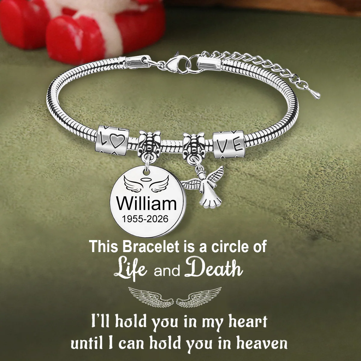 Always In My Heart - Personalized Angel Memorial Bracelet - Image 2