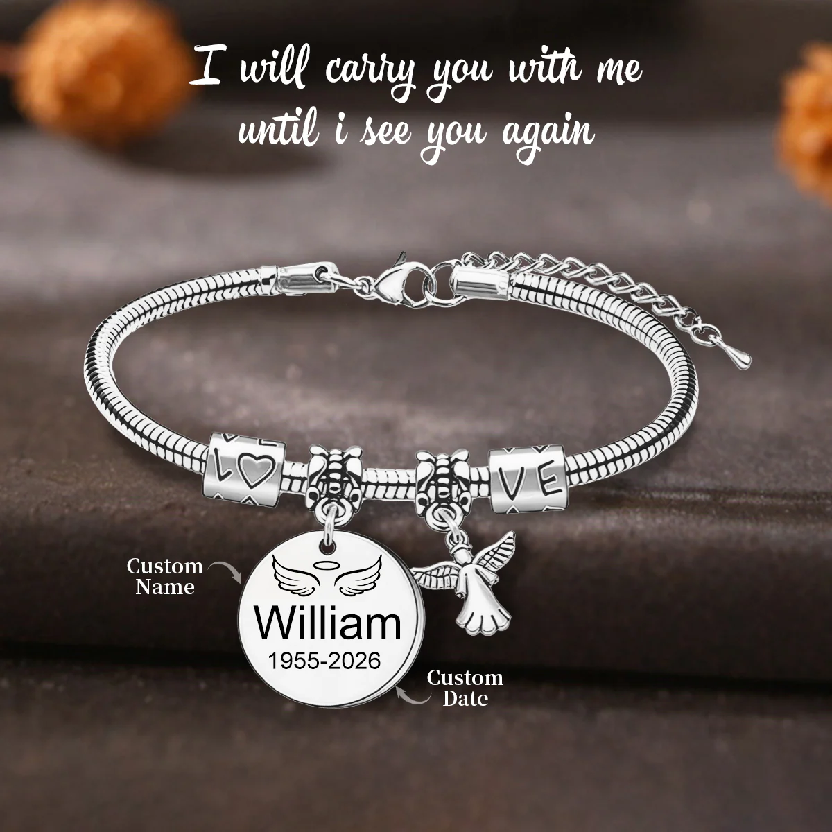 Always In My Heart - Personalized Angel Memorial Bracelet - Image 3