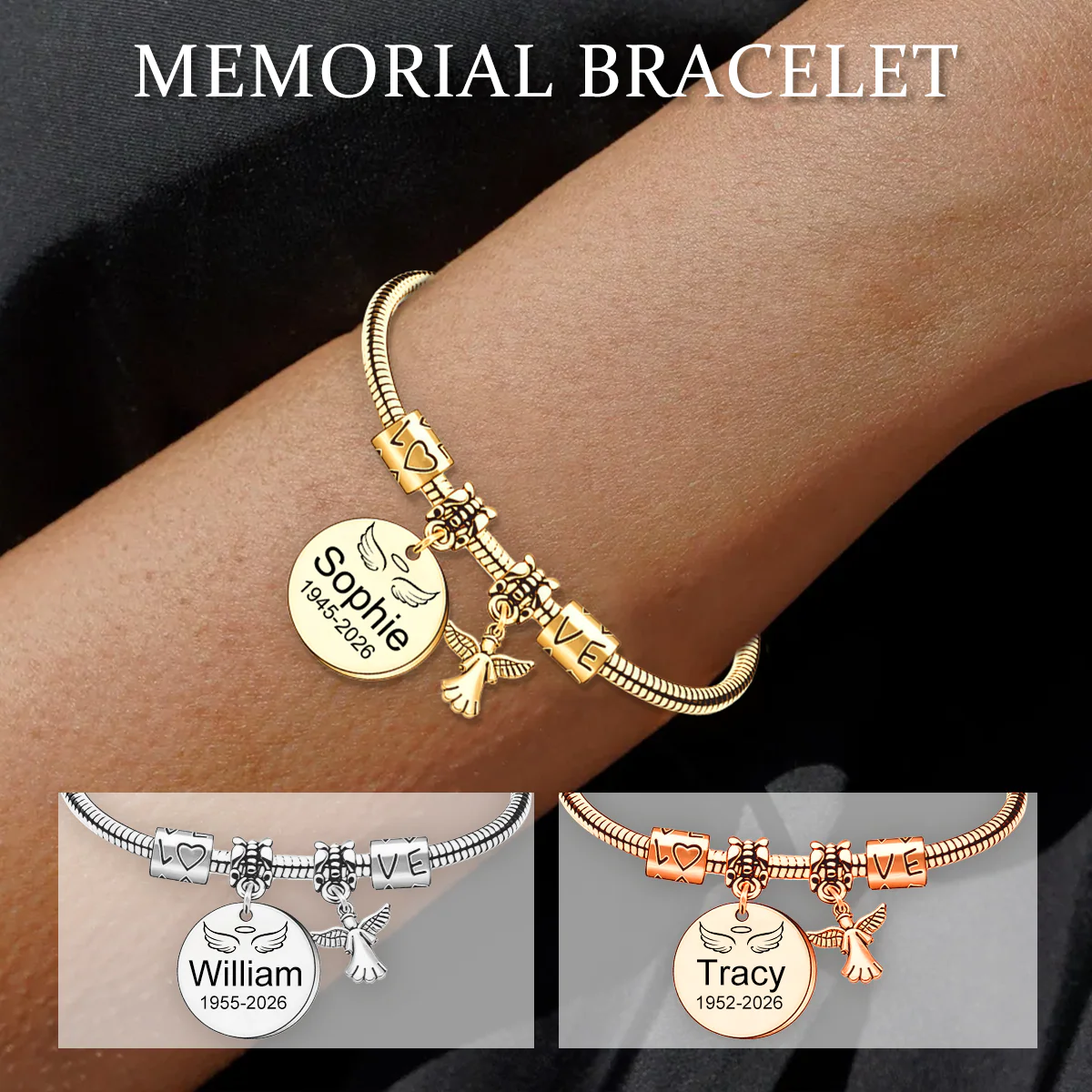 Always In My Heart - Personalized Angel Memorial Bracelet - Image 7