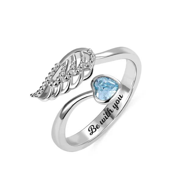 For Memorial - Customized Angel Wing by My Side Ring - Image 3