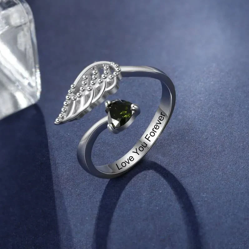 For Memorial - Customized Angel Wing by My Side Ring - Image 4