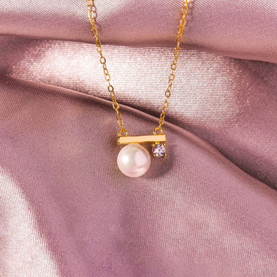 S925 Life is 90% How You React it Pearl Balance Necklace - Image 2