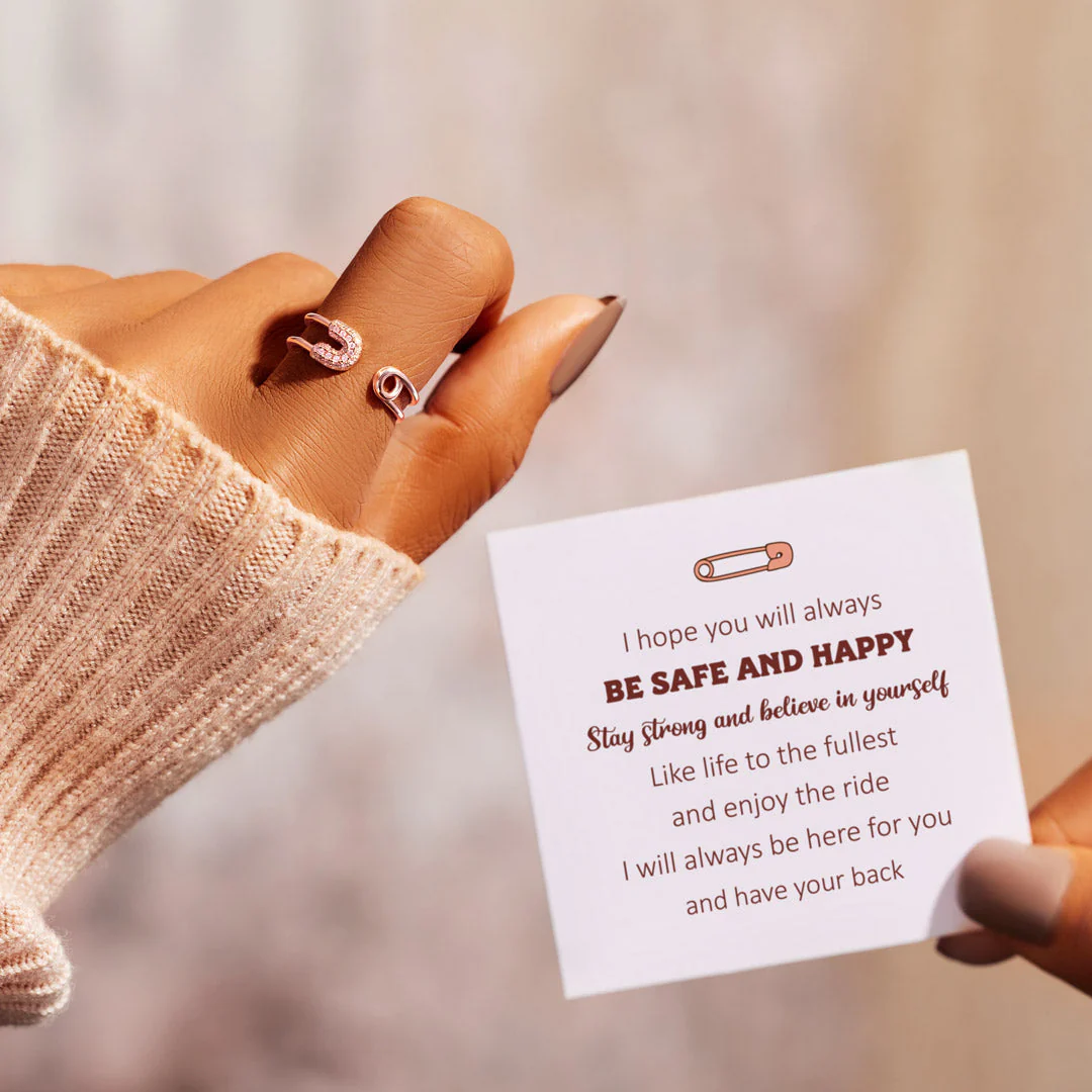 Be Safe And Happy Safety Pin Ring - Image 3