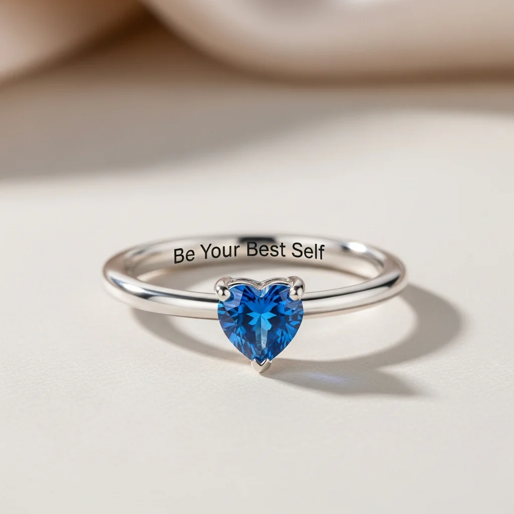 Be Your Best Self Heart Birthstone Ring - Image 6