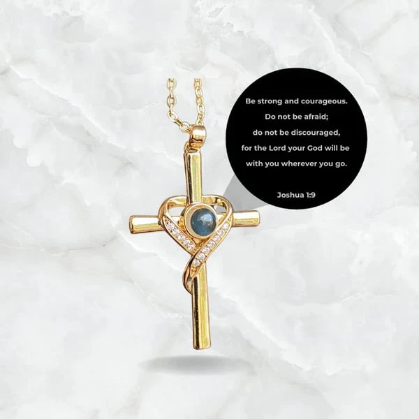 Heart -Shaped Cross Bible Verse Projection Necklace - Image 4