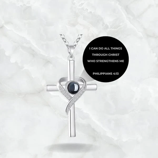 Heart -Shaped Cross Bible Verse Projection Necklace - Image 6