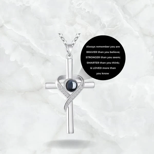 Heart -Shaped Cross Bible Verse Projection Necklace - Image 8