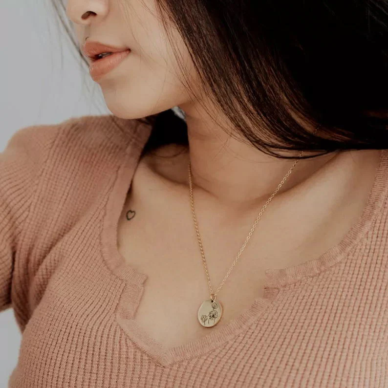 Wildflower Engraved Necklace - Image 5