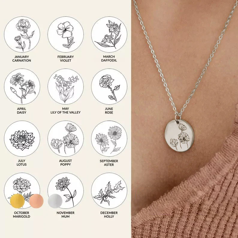 Wildflower Engraved Necklace - Image 7
