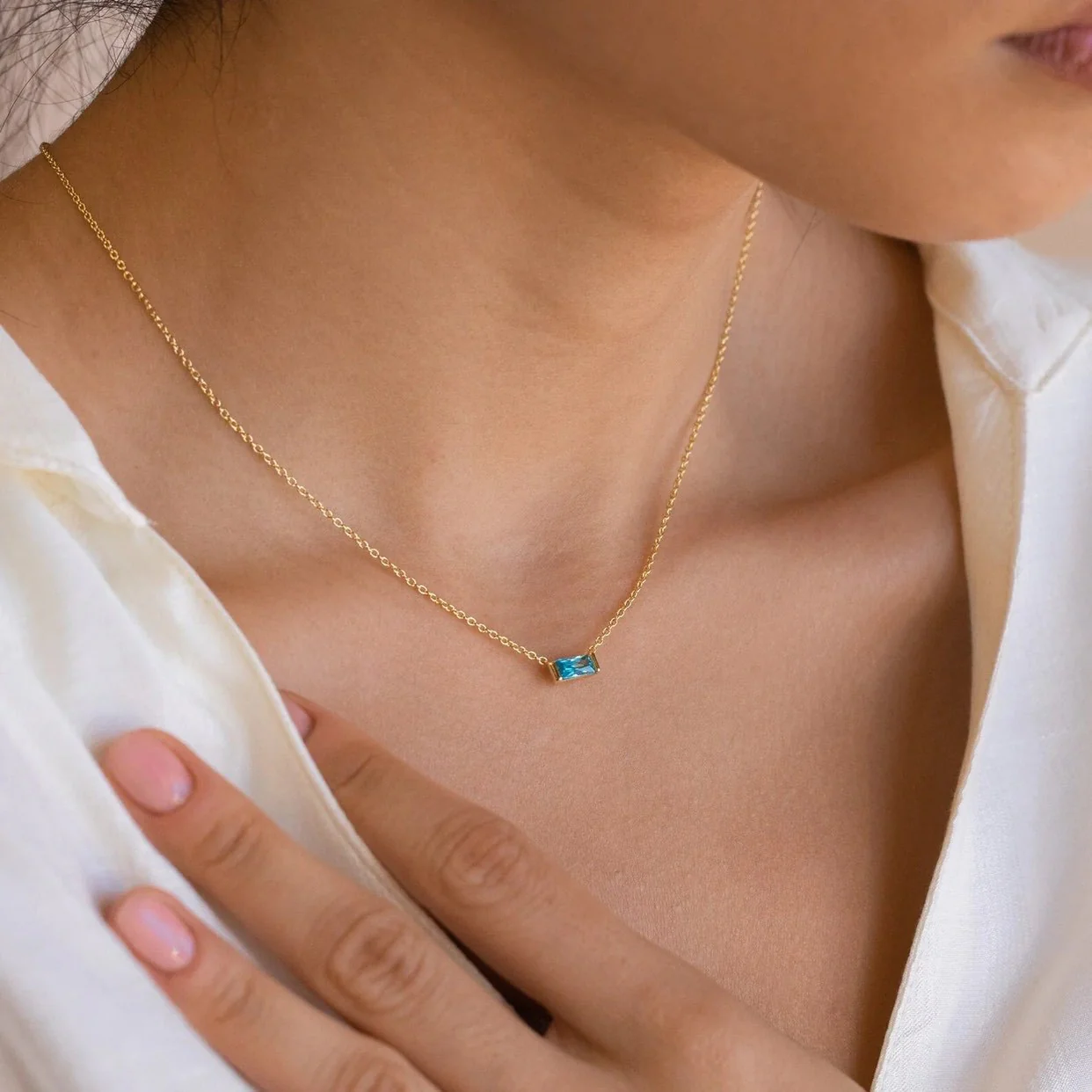Custom Minimalist Birthstone Bar Necklace - Image 2