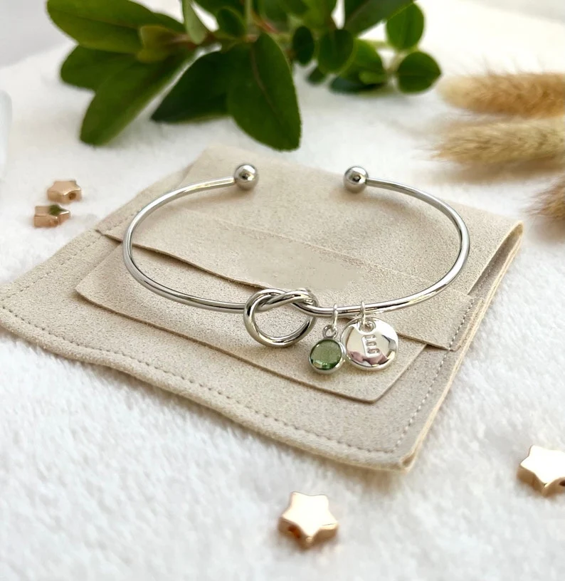 For Love - Custom Birthstone & Initials Knot Bracelet - Image 5