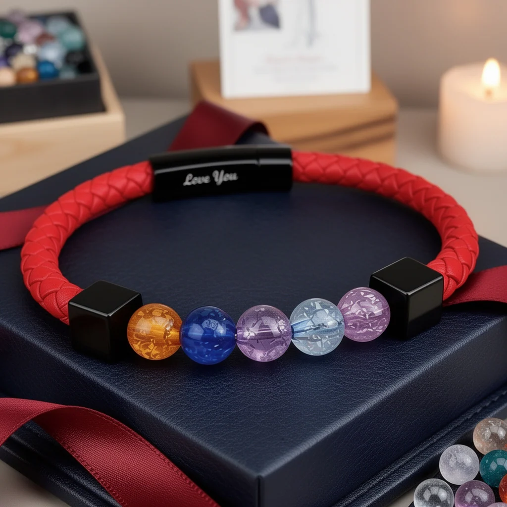 For Love- Personalized Birthstone Leather Bead Bracelet - Image 8