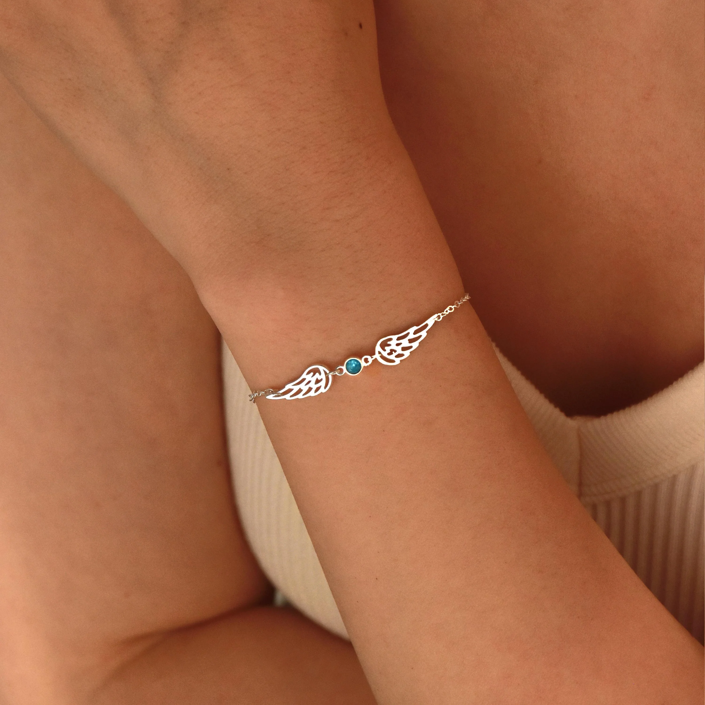 For Memorial- I'm a Wife to a Husband Custom Birthstone Wing Bracelet