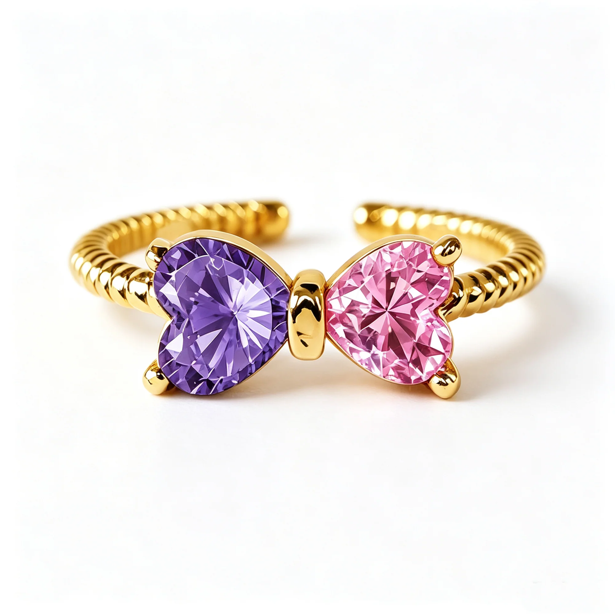 🎀Mother&Daughter Double Birthstones Bow Ring - Image 6