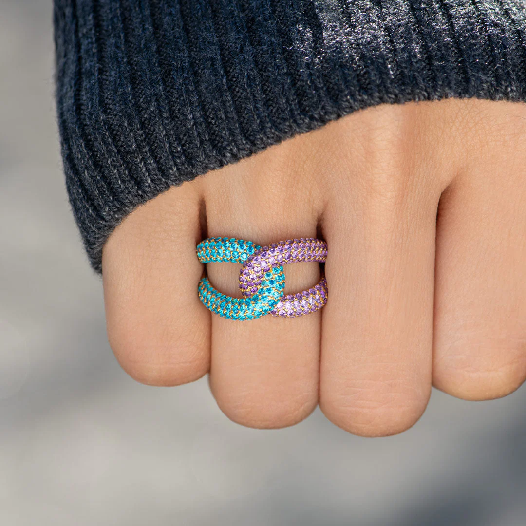 Crafted With Angels’ Love Birthstones Chunky Link Ring - Image 2