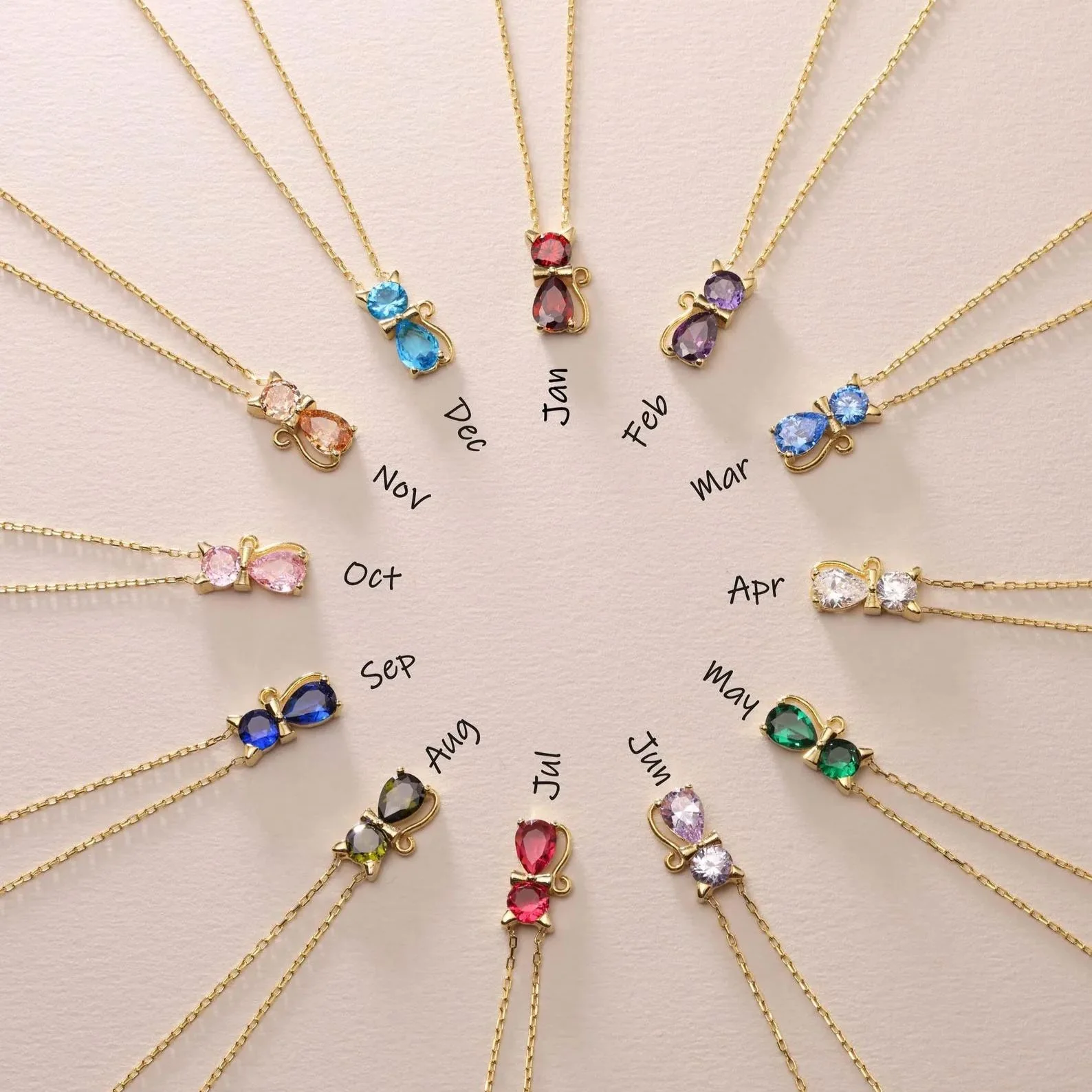 For Cat Lover-Birthstone Kitten Necklace - Image 3