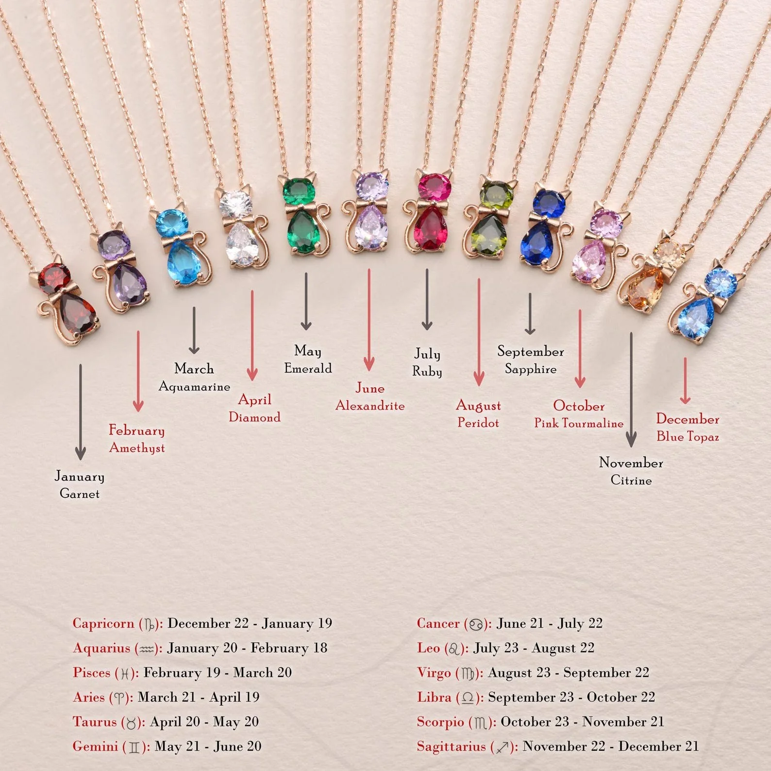 For Cat Lover-Birthstone Kitten Necklace - Image 9