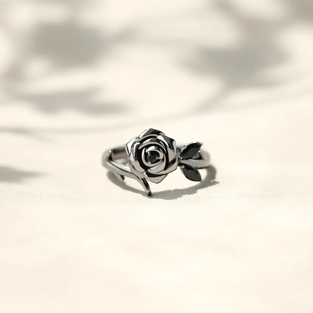 BURNED AND SURVIVED ENGRAVED BLACK ROSE RING - Image 6