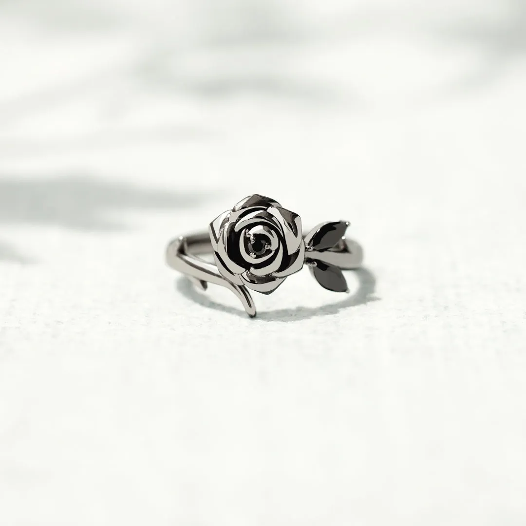 BURNED AND SURVIVED ENGRAVED BLACK ROSE RING - Image 7