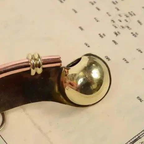 1920s English Brass and Copper Boatswain Whistle Antique Marine Tool - Image 7