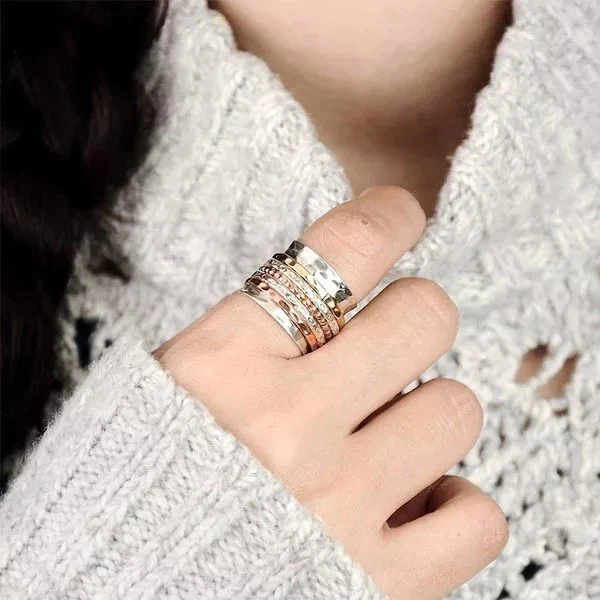 Bohemian Meditation Wide Band Spinner Ring - Image 2