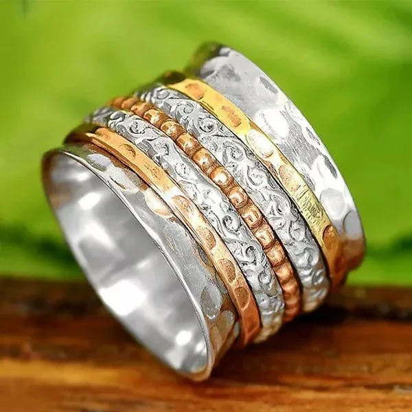 Bohemian Meditation Wide Band Spinner Ring - Image 3