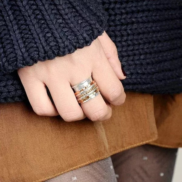 Bohemian Meditation Wide Band Spinner Ring - Image 6