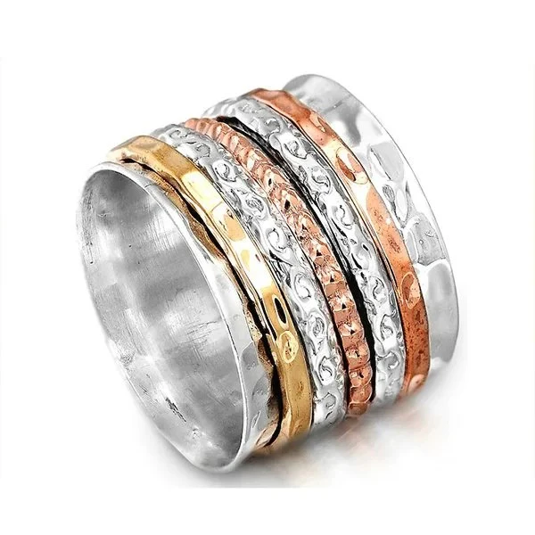 Bohemian Meditation Wide Band Spinner Ring - Image 7