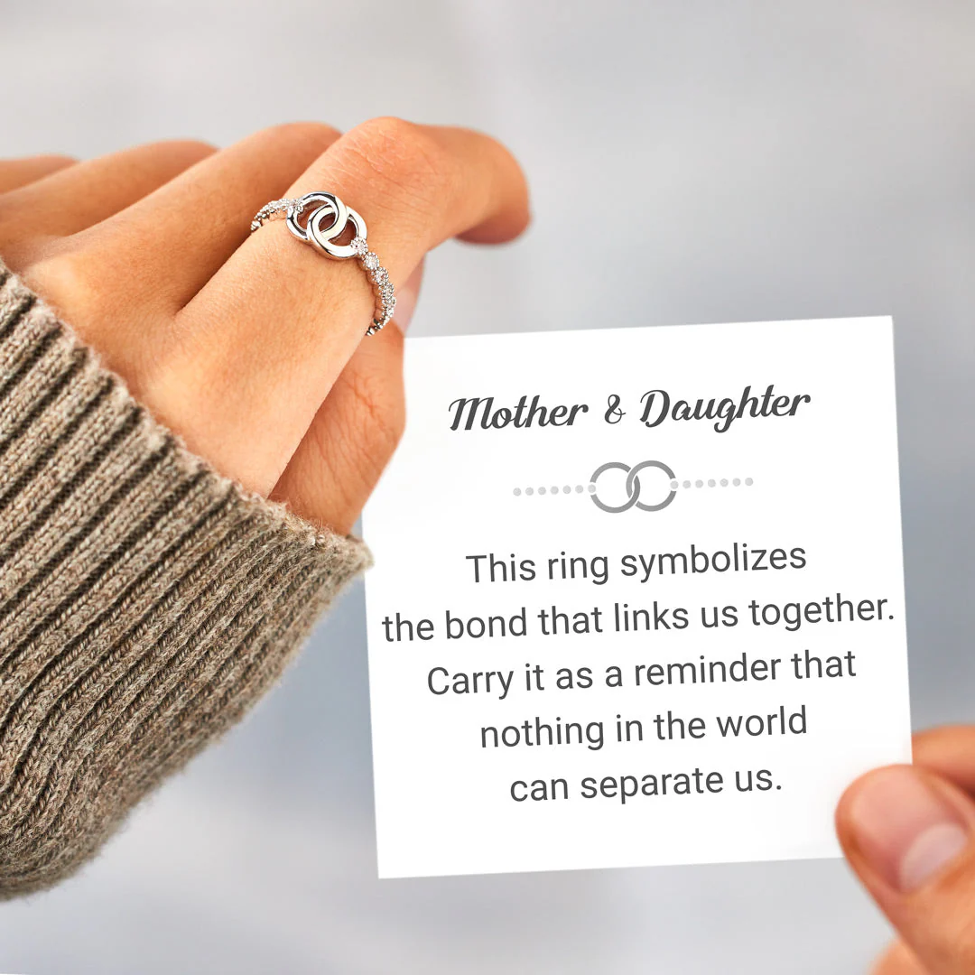 Mother Daughter Bond Matching Pavé Interlocking Ring - Image 4