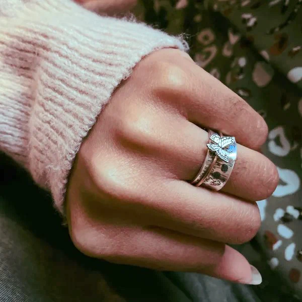 Butterflies Silver Spinner Ring💝 - Image 4