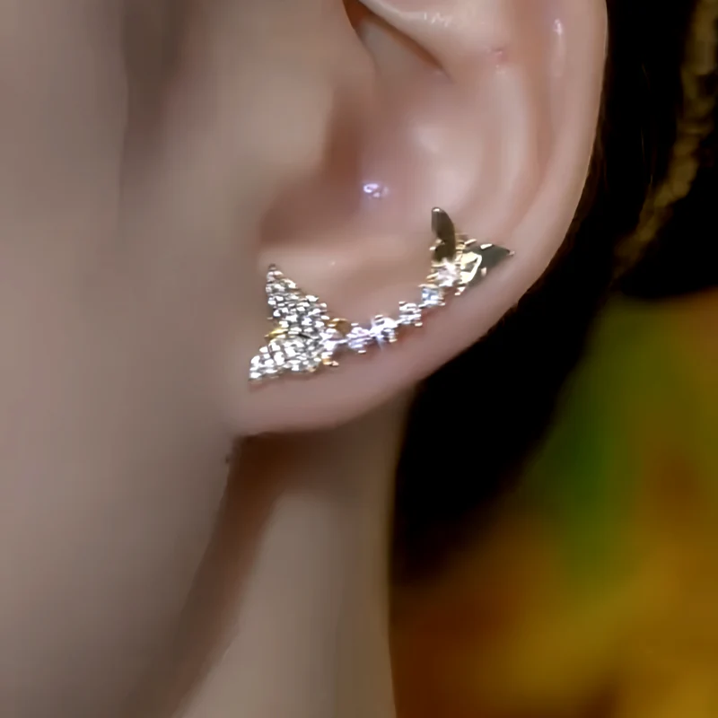 14K Gold-Plated Elegant Zircon Diamond Butterfly Crawlers - Image 3