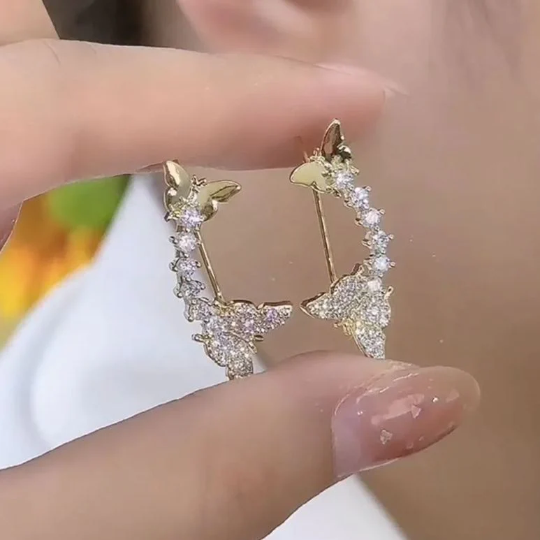 14K Gold-Plated Elegant Zircon Diamond Butterfly Crawlers - Image 4