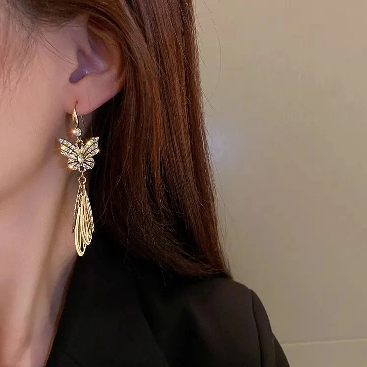 🔥Summer Hot Sale🌊	 Butterfly Wing Tassel Earrings - Image 2