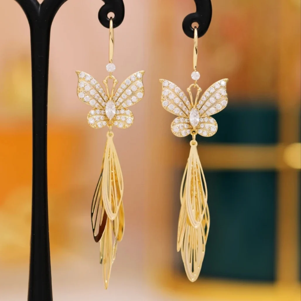🔥Summer Hot Sale🌊	- Butterfly Wing Tassel Earrings - Image 4
