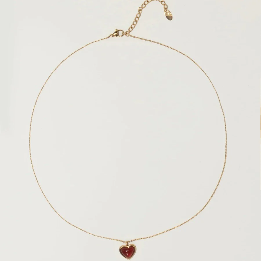 Carnelian Stone Heart Necklace - Image 3