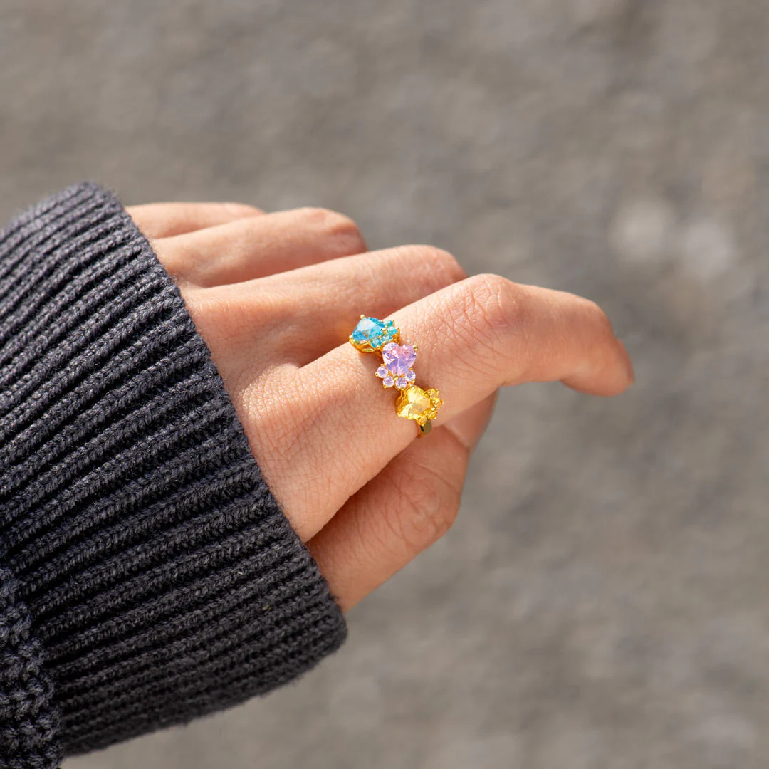 The Catmother Cat Paws 1-5 Birthstones Ring - Image 3