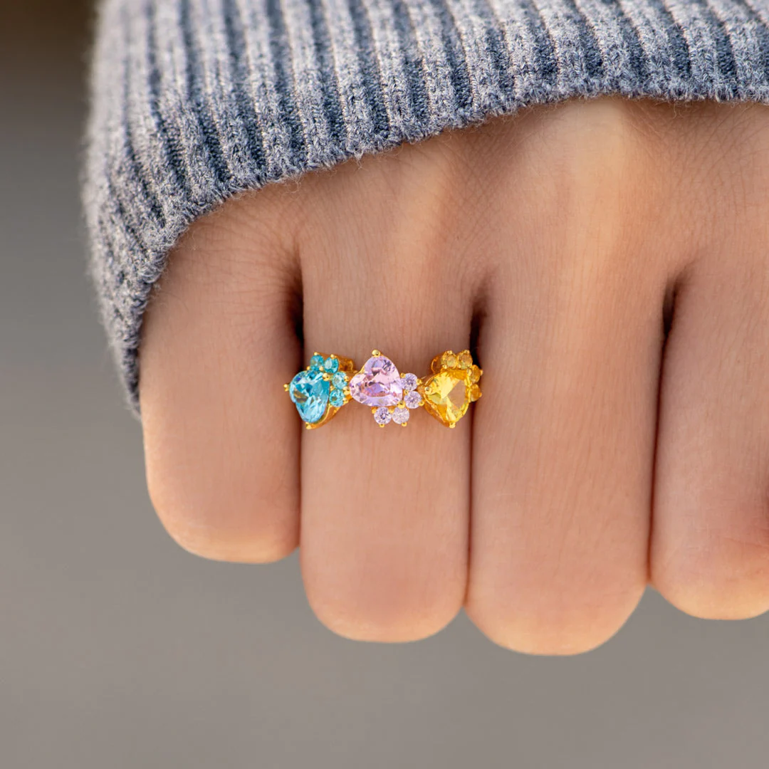The Catmother Cat Paws 1-5 Birthstones Ring - Image 4